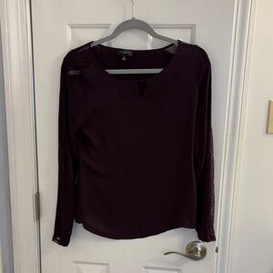 The Limited Dark Purple Lace Sleeve Blouse